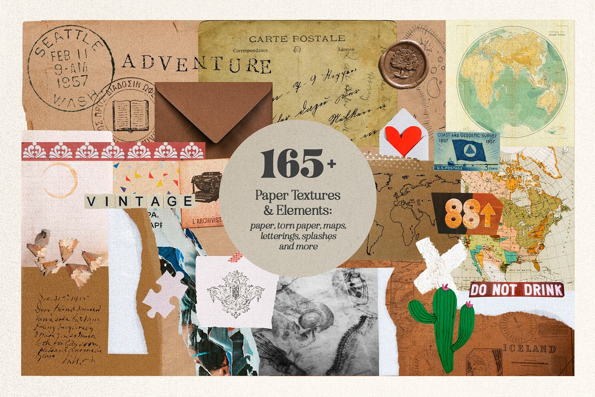 1255个复古做旧杂志剪纸手工裁剪动物植物食物自然纸张背景纹理JPG&PNG素材包 Plot Twist Collage Creator 图片素材 第18张