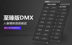 PS插件：至臻版DMX一键自动人像精修质感磨皮修图插件 支持PS 2023最新win/mac