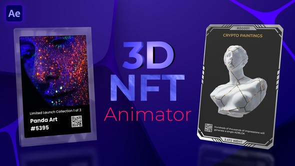 AE模板：全息未来主义3DNFT数字艺术展示动画师 3d-nft-animator 插件预设 第1张