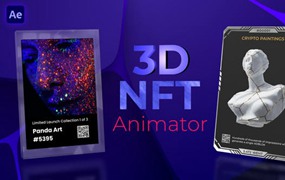 AE模板：全息未来主义3DNFT数字艺术展示动画师 3d-nft-animator