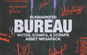 154款潮流复古手写字体便条海报设计PNG透明图片笔刷套餐 Blkmarket – BUREAU (.PNG + BRUSHES)