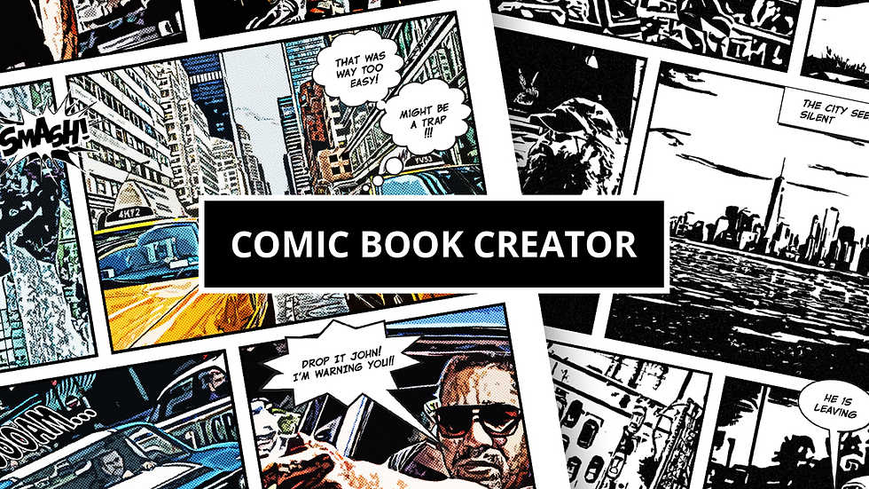 美式黑白彩色漫画漫画书创作者漫画排版框PSD样机模板 Comic Book Creator Bundle 样机素材 第1张