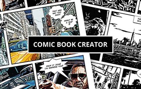 美式黑白彩色漫画漫画书创作者漫画排版框PSD样机模板 Comic Book Creator Bundle