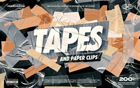 高级复古美学艺术感手工胶带回形针扫描撕纸PNG纹理包 Indieground Tapes & Paper Clips