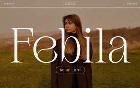 英文字体：奢华氛围品牌杂志标题LOGO徽标设计PSAI衬线字体安装包 Febila – Elegant Serif Font