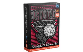 22个90年代高分辨率独特复古NBA篮球元素PNG素材图形包 Fullermoe 90S VINTAGE