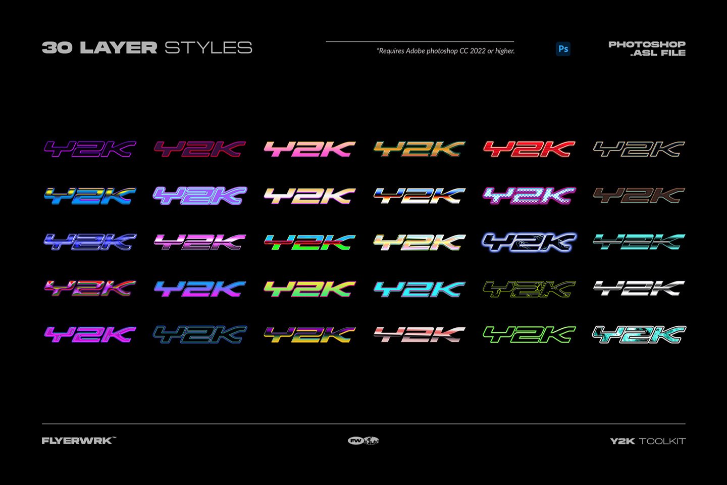 Flyerwrk 千禧年Y2K风格高质量抽象形状酸性封面艺术社交图形包 Flyerwrk–Y2K TOOLKIT 图标素材 第5张