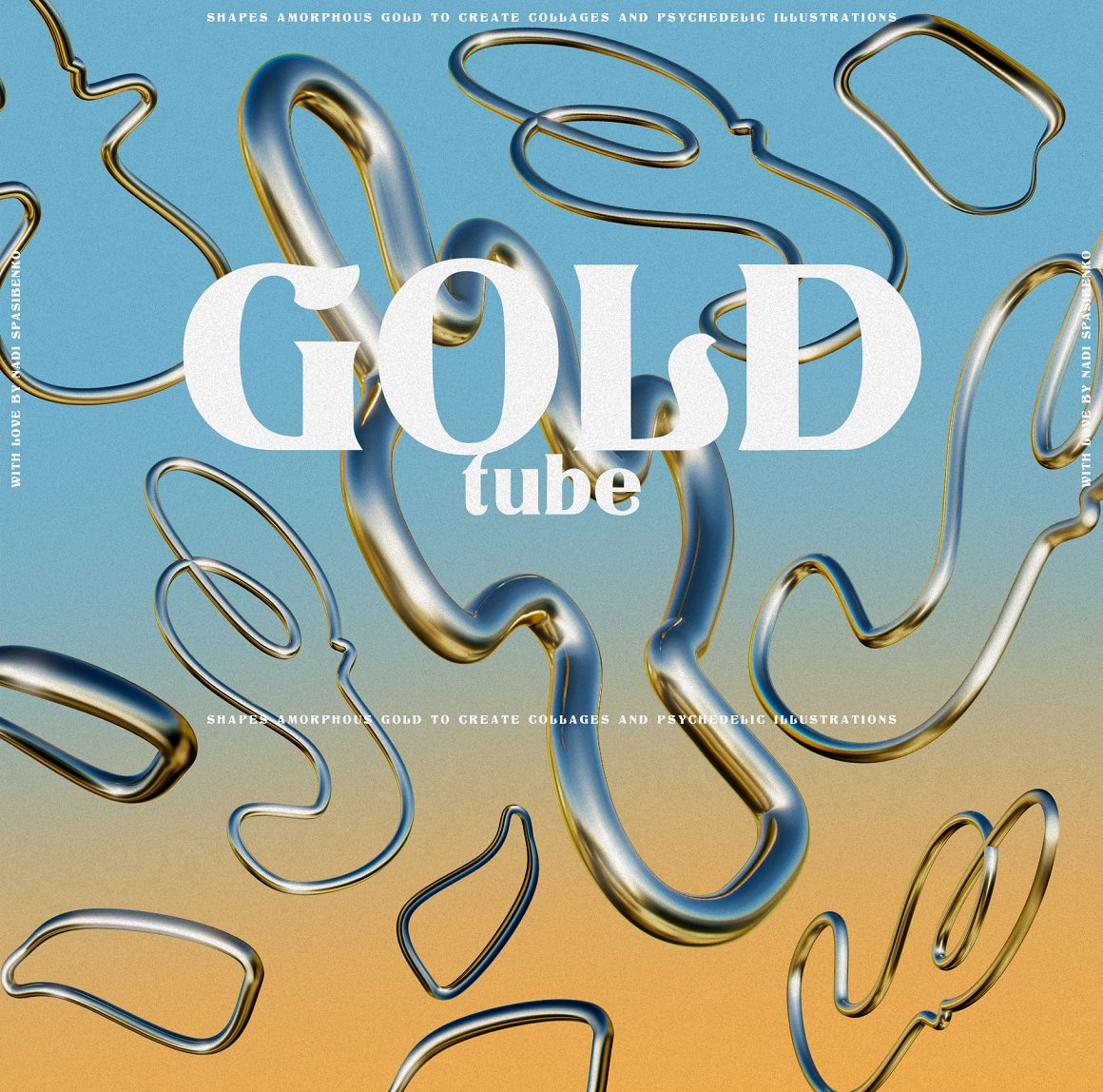 抽象艺术酸性液态3d迷幻黄金形状背景海报PBG素材包 Amorphous Liquid Gold 图片素材 第11张