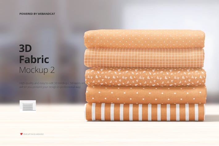 高质量且易于编辑的3d织物薄夏凉被模型PSD模板 Fabric Mockup . 第1张
