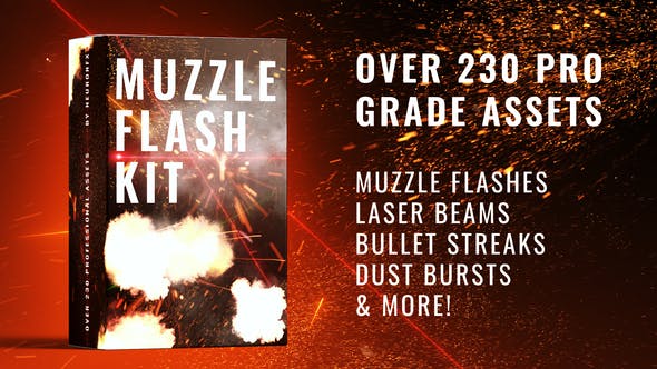 230多个逼真战争动作片枪口闪光视觉效果包AE模板 Real Muzzle Flash Kit 插件预设 第1张