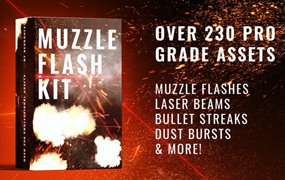 230多个逼真战争动作片枪口闪光视觉效果包AE模板 Real Muzzle Flash Kit