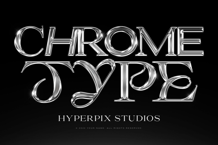 高质量抽象艺术酸性金属镀铬风格文本标志设计包PS图层样式 Hyperpix Chrome Text Effects Vol.6 插件预设 第10张