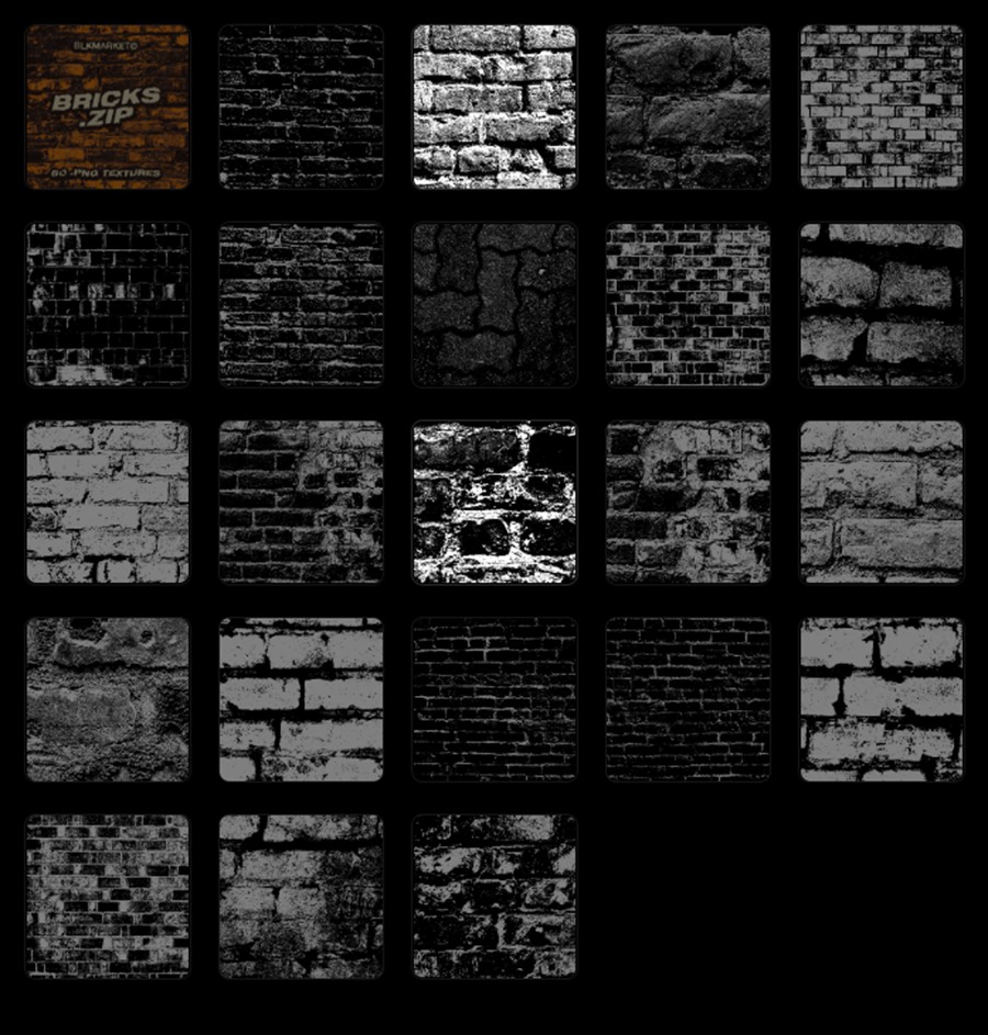 多种城市风格砖头砖墙背景PNG纹理贴图素材包 Bricks Blkmarket 图片素材 第3张