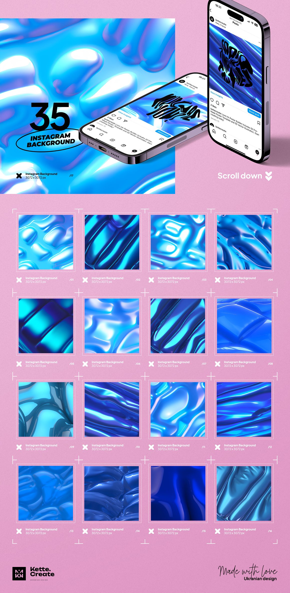 185个海洋蓝色3D流动光泽液体抽象艺术背景图片Y2K涂鸦标题设计套装 Ocean Blue | Background . 第13张
