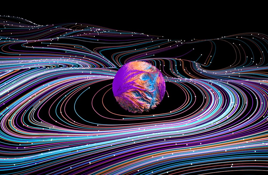 13款抽象炫酷未来宇宙星球波浪曲线背景图片PS素材 Line Universe Background . 第1张
