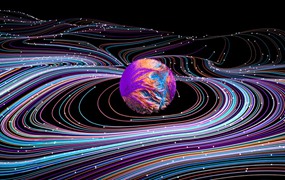 13款抽象炫酷未来宇宙星球波浪曲线背景图片PS素材 Line Universe Background