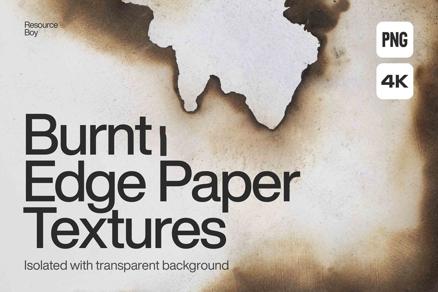 100种复古感做旧烧焦边缘纸张纹理 Resource Boy – Burnt Edge Paper Textures 图片素材 第1张