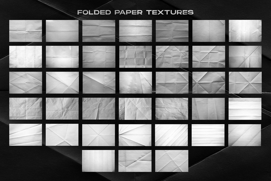 复古主义做旧折叠纸纹理+PSD样机集合 Visual Fear Folded paper textures collection 图片素材 第2张