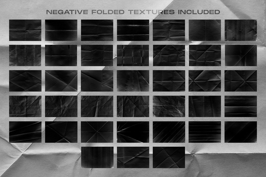 复古主义做旧折叠纸纹理+PSD样机集合 Visual Fear Folded paper textures collection 图片素材 第4张