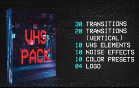 84个旧电视雪花数字失真元素噪声转场过渡噪声效果视频素材 VHS Pack