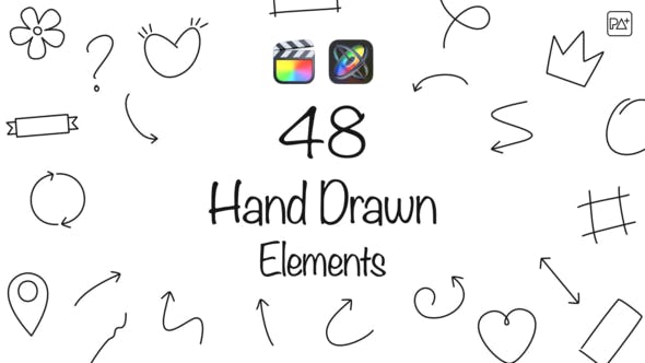 FCPX插件：48种创意手绘线条图形标注元素动画 Hand Drawn Elements . 第1张