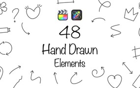 FCPX插件：48种创意手绘线条图形标注元素动画 Hand Drawn Elements