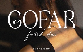 浪漫情绪风格优雅婚礼杂志logo设计衬线&手写签名英文字体包 Gofar | Font Duo