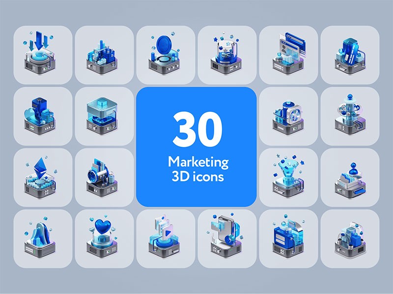 30个科技云存储3D图标，Blend PNG格式 APP UI 第2张