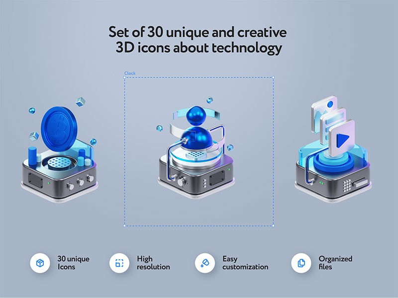 30个科技云存储3D图标，Blend PNG格式 APP UI 第4张