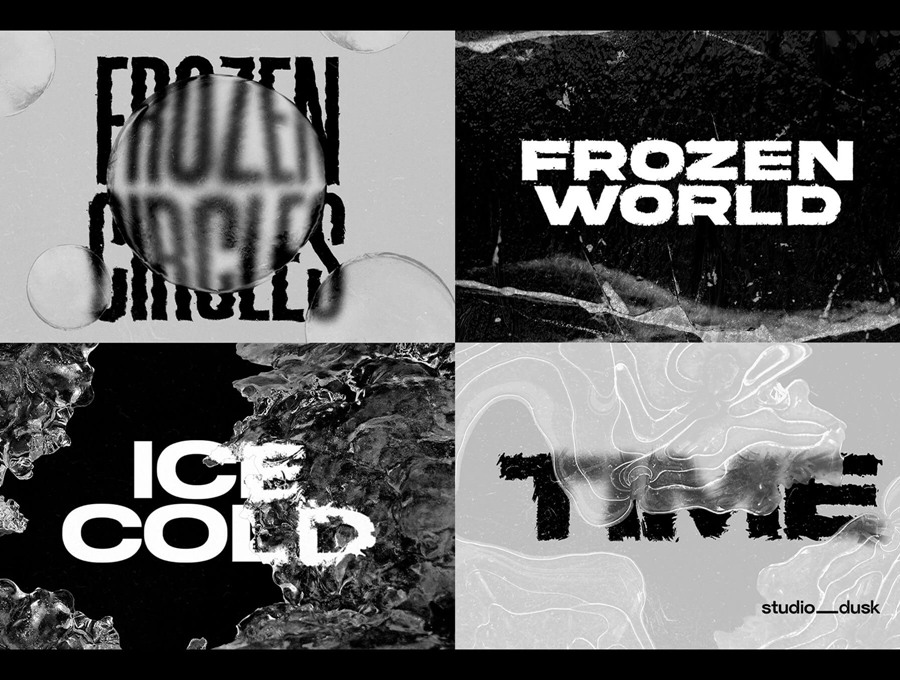 高分辨率透明逼真创意玻璃冰块冻结扭曲置换PS文本效果图层样式 The Fridge Frozen text effects 图片素材 第2张