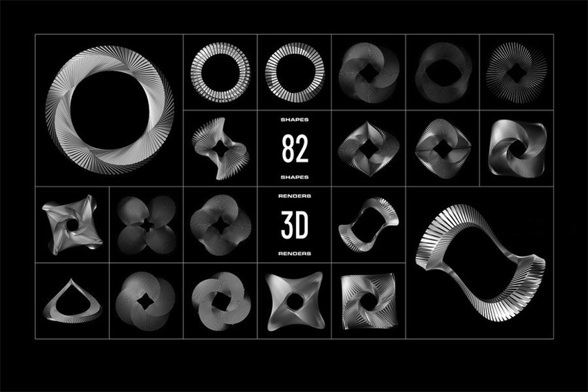 PS资源-3D镀铬金属几何圆圈形状PNG图形元素设计素材 图片素材 第6张