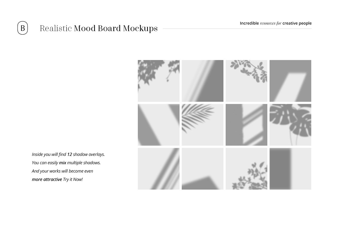 高端情绪简约自媒体婚纱相册照片墙逼真阴影PSD模型 Realistic Mood Board Mockup Kit vol 2 样机素材 第8张