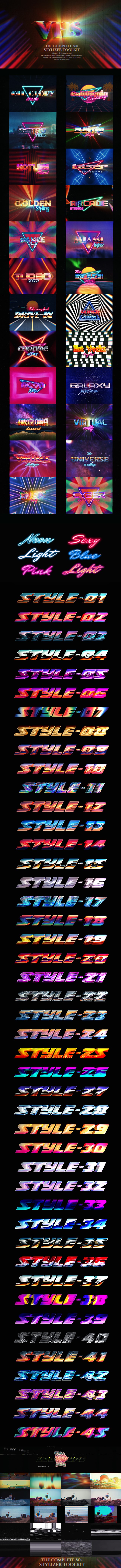80年代蒸汽波风复古霓虹灯氛围VHS叠加视频素材包+文本工具AE模版 the-complete-80s-stylizer-toolkit 影视音频 第1张