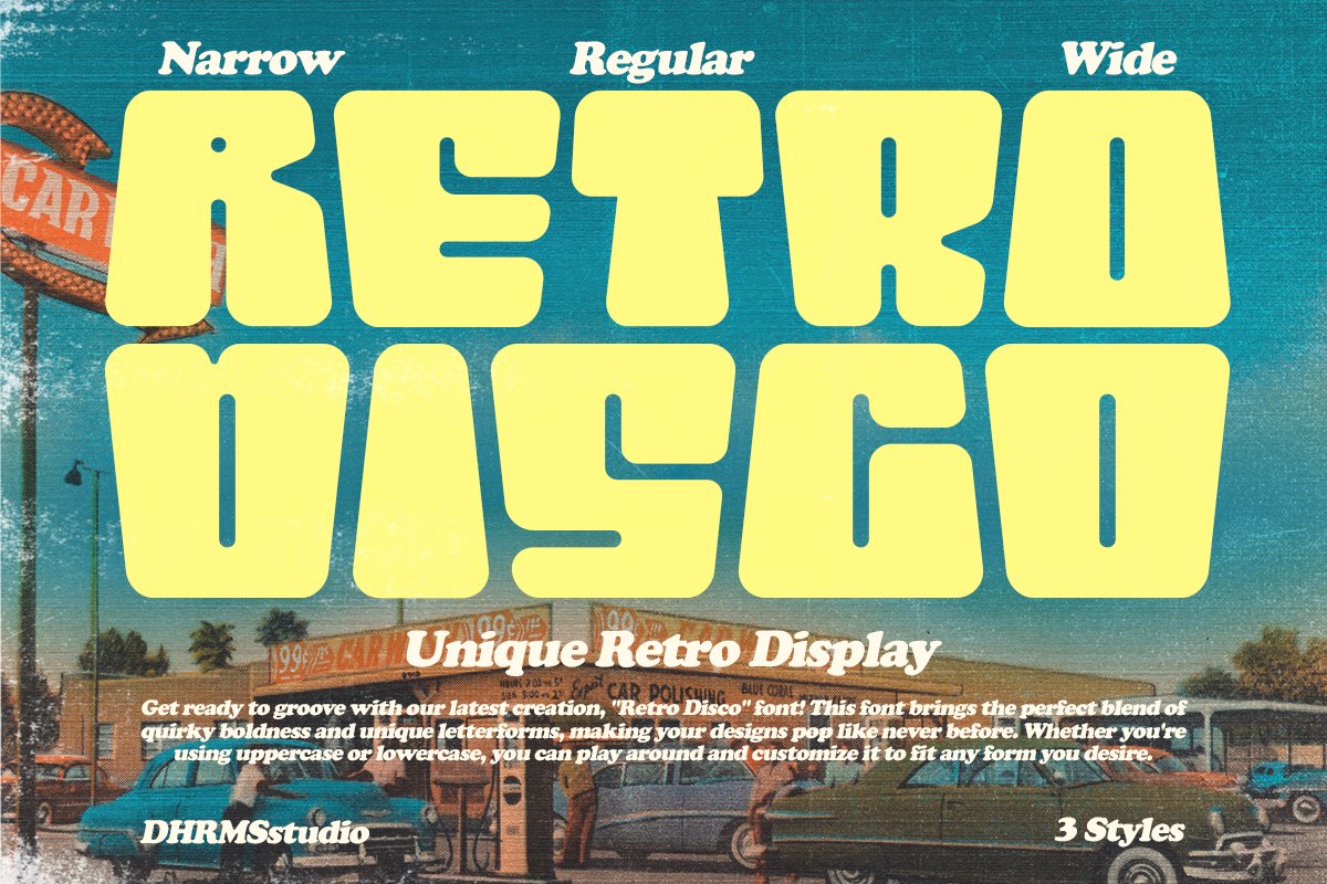 俏皮感时尚复古品牌海报徽标设计装饰英文字体 Retro Disco - Unique Retro Display 设计素材 第1张