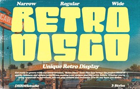 俏皮感时尚复古品牌海报徽标设计装饰英文字体 Retro Disco - Unique Retro Display