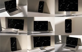 9个PC笔记本手机品牌设备模型屏幕PSD模板样机 Studio-Few-Layers-Bundle