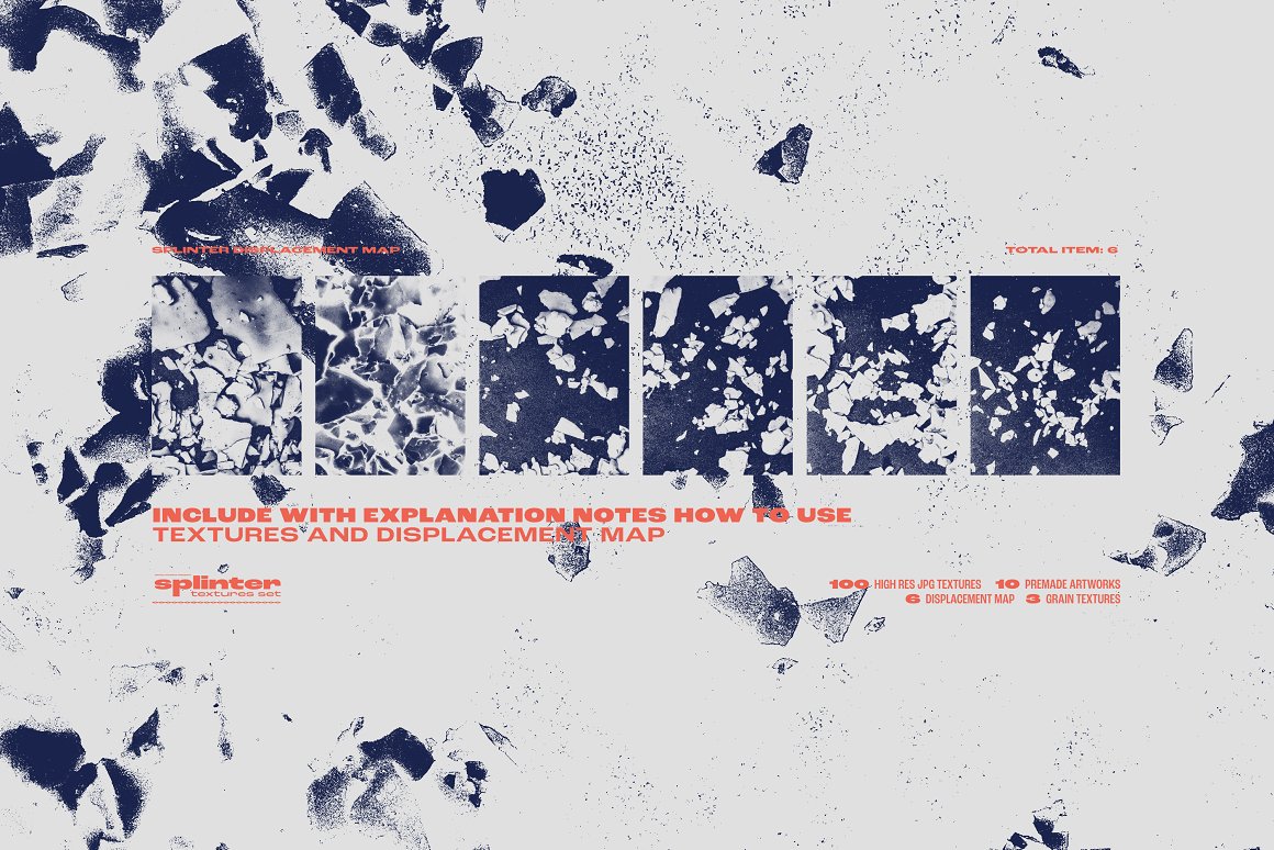 100+高分辨率破碎碎片艺术置换贴图JPG纹理排版背景包 Splinter by nicholasasmita 图片素材 第6张
