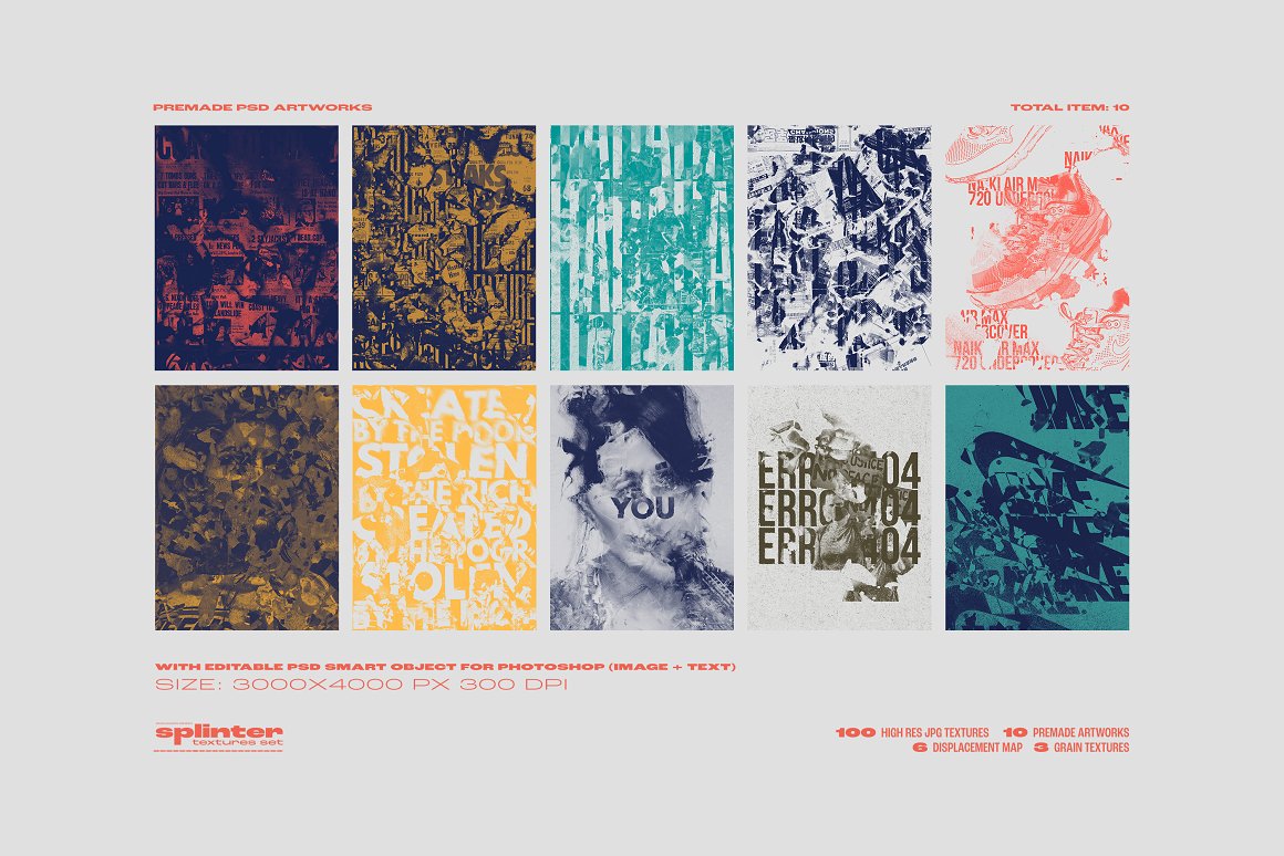 100+高分辨率破碎碎片艺术置换贴图JPG纹理排版背景包 Splinter by nicholasasmita 图片素材 第9张