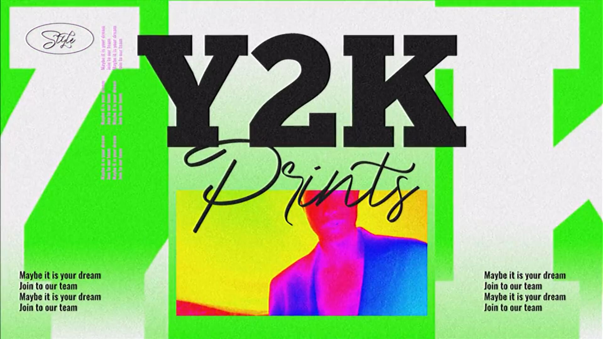 AE模板：复古Y2K半调位印刷图像素颗粒趣味拼贴艺术剪贴画背景场景开场片头 Y2K Prints 插件预设 第2张