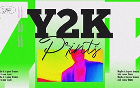 AE模板：复古Y2K半调位印刷图像素颗粒趣味拼贴艺术剪贴画背景场景开场片头 Y2K Prints
