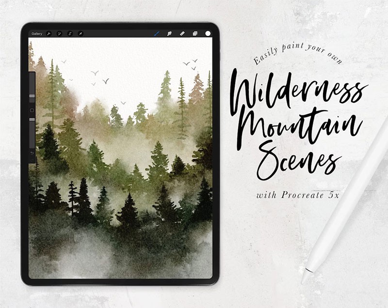 Procreate森林水彩画笔套装 笔刷资源 第2张