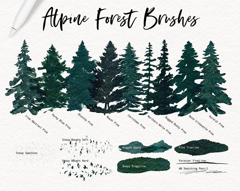 Procreate森林水彩画笔套装 笔刷资源 第3张