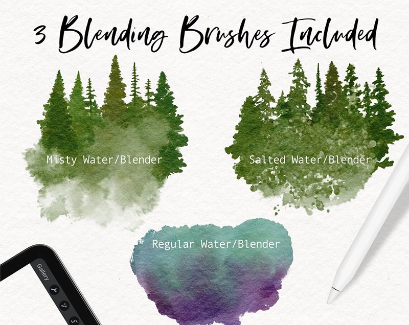 Procreate森林水彩画笔套装 笔刷资源 第4张
