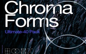 120个新未来主义抽象艺术酸性镀铬形状3D色彩效果包PSD样机模板+PNG素材 Chroma Forms Ultimate 40 Pack