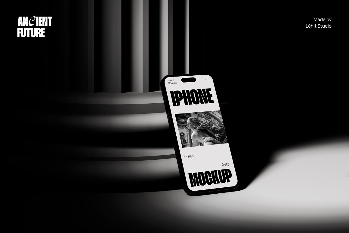黑暗极简风格质感苹果笔记本电脑手机显示器屏幕UI设计展示PSD样机套装 Ancient Future | Apple Device Mockup . 第6张