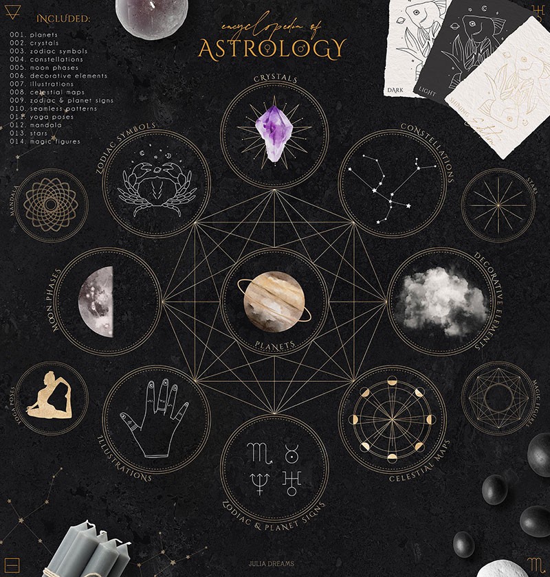 200+占星术的百科全书矢量素材，AI PNG格式 图片素材 第5张