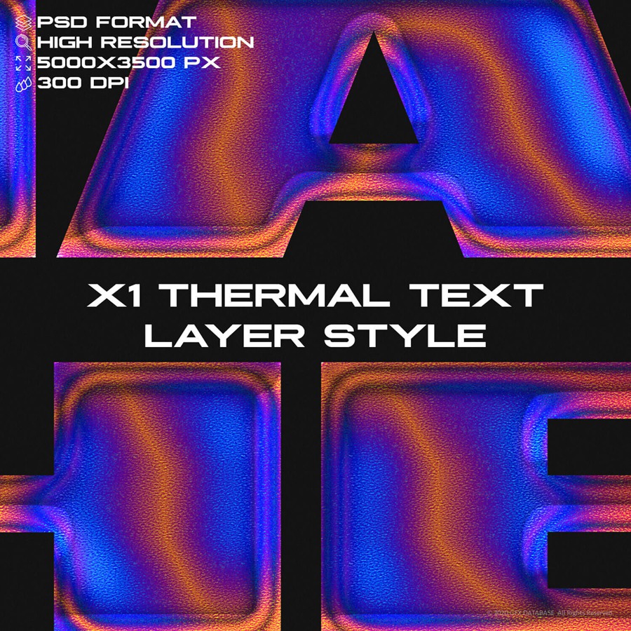 GFXDATABASE 高分辨率热感应彩色字体文本样式 X1 Thermal Text Layer Style 图片素材 第1张