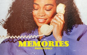 复古做旧老式划痕杂志纹理效果照片图像PS修图特效样机模板 Memories Vintage Photo Effect