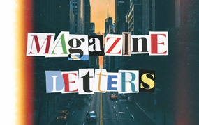 AE模板：200种高质量复古独特杂志剪纸拼贴字母元素包 Magazine Cutout Letters