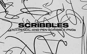 70个复古抽象涂鸦手写不规则线条PNG素材包 ALBUM ART ARCHIVE – SCRIBBLES